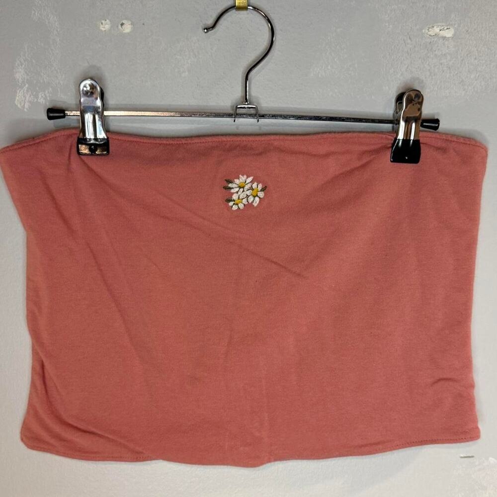 Hollister pink tube top with floral detail Large